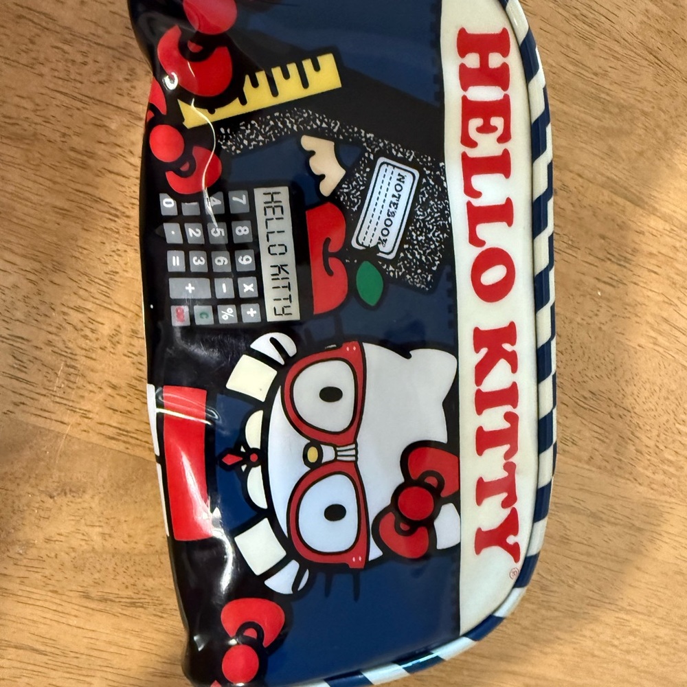 Hello Kitty Loungefly Cosmetic Bag Pouch Glasses School Print 2013 Sanrio Rare